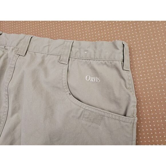 Vintage Orvis Pants Tan Cotton Men's Size 34x29 Open Back Pockets - Picture 1 of 13